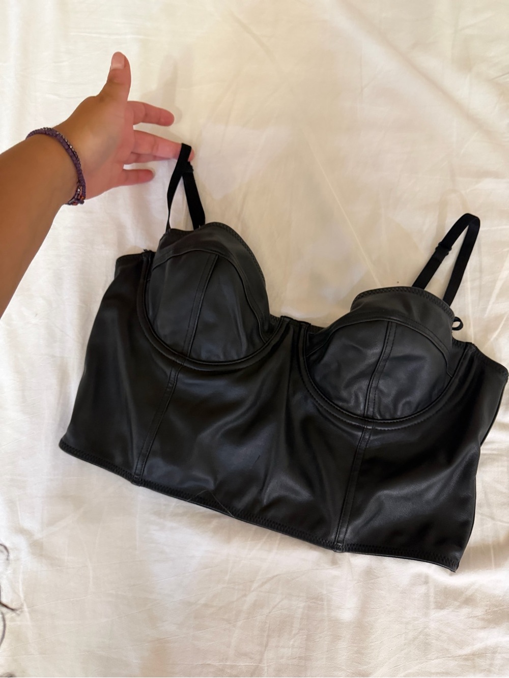 Forever 21 Black Faux Leather Longline Bustier